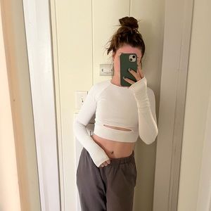 Free people white cropped long sleeve shirt